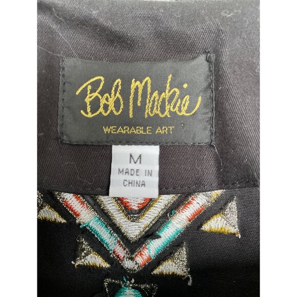Bob Mackie Wearable Art Medium Black Jacket With Colorful Embroidery & Button Cl - Picture 5 of 9